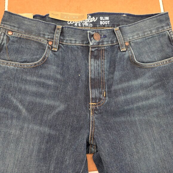 Wrangler Retro Jeans Mens 32x34 Blue Slim Boot Cut Western Denim Rodeo - Picture 7 of 15